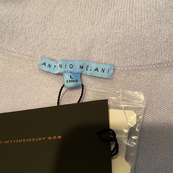 Nice blue Melani cowl neck cashmere sweater, L NWT - Picture 2 of 6